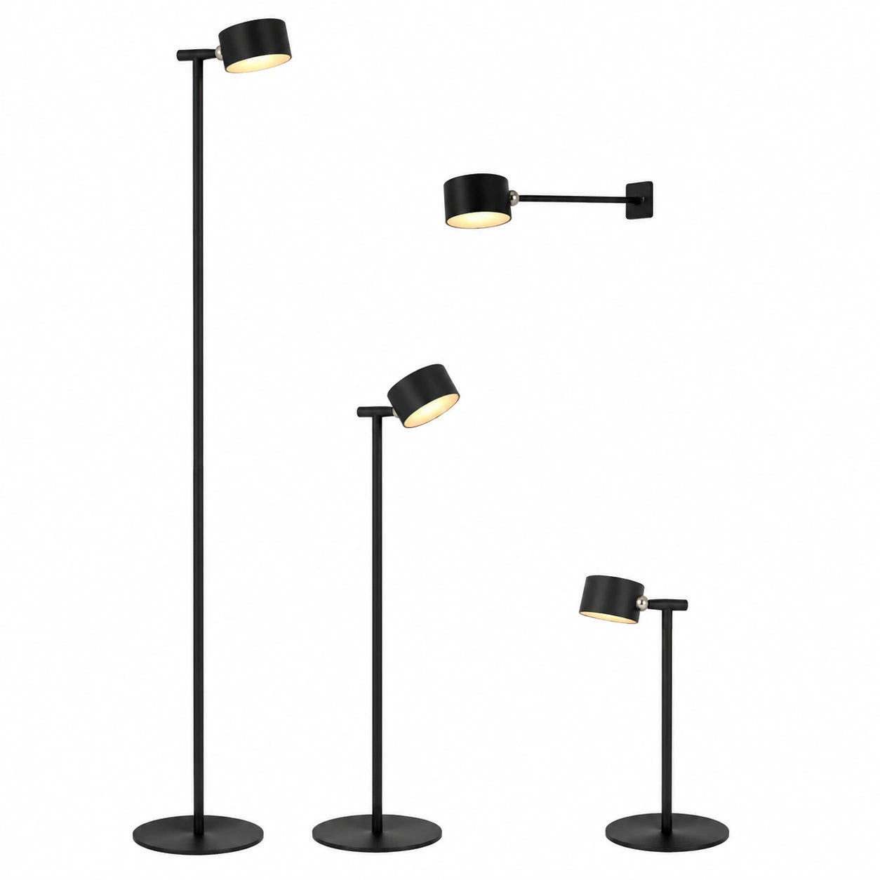 Northpoint Flexible LED Akku-Stehlampe 3-in-1, Dimmbar, Höhenverstellbar bis 120 cm, Warmweißes Licht (3000K), Innen- und Außenbereich, Schwarz