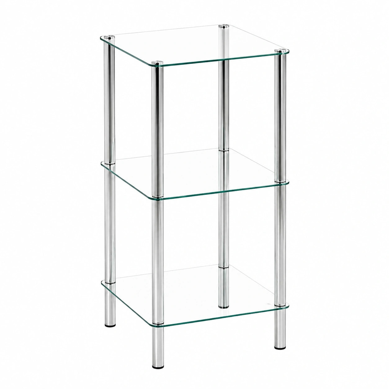 HAKU Metallregal mit Sicherheitsglas, Chromoptik, 39x77x39 cm, Modernes Design