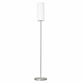 EGLO Stehlampe Troy 3, moderne E27 Stehleuchte, mattes Nickel mit satiniertem Glas, integrierter Trittschalter