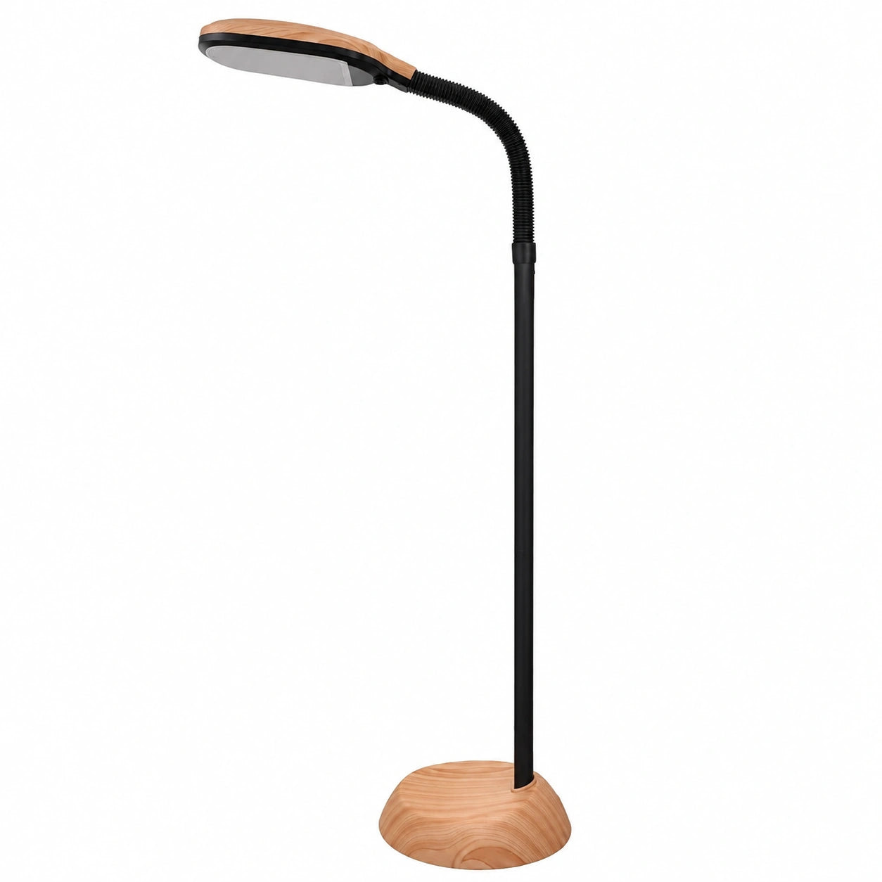 LED-Stehleuchte mit Energiesparmodus und Flexiblem Hals, Augenschonend, Buche, ABS/PVC
