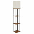 IPARTS EXPERT Stehlampe mit Regal, Holzdesign, 3 Farbtemperaturen E27, moderne Wohnzimmerlampe, Leselampe für Schlafzimmer und Büro (Vintagebraun)