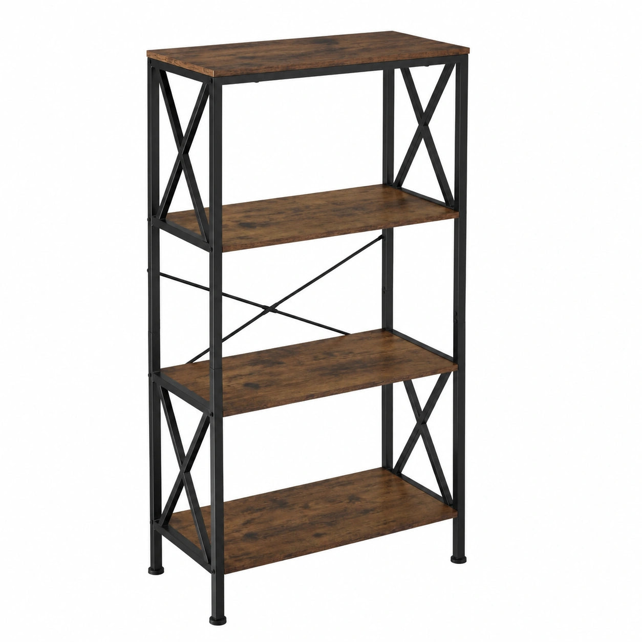 Industrie-Stil Regal mit 4 Böden, 61,5 x 31,5 x 133,5 cm, für Wohnzimmer & Büro, Dunkelbraun