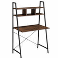 Industrieller Bürotisch mit Regal und Stauraum, Dunkelbraun, 85,5x46,5x140 cm