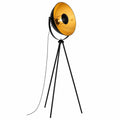 Retro Stehlampe mit Fußschalter, schwenkbar, E27 Fassung, 60W, Schwarz-Gold, Wohnzimmer Deko