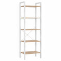 VASAGLE 6-stufiges Bücherregal, vielseitiges Standregal für Büro, Wohnzimmer und Küche, naturbeige und mattweiß, 30 x 40 x 186 cm