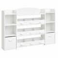 SONGMICS Montessori Spielzeugregal, Wolkenweiß, mit 4 Fächern und 11 Boxen, für Kinderzimmer, 30x143,8x104 cm
