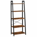 VASAGLE Bücherregal im Industriedesign, 5 Ebenen, stabiler Metallrahmen, einfache Montage, ideal für Wohn- und Schlafzimmer, 56 x 34 x 172 cm, Vintagebraun-Schwarz