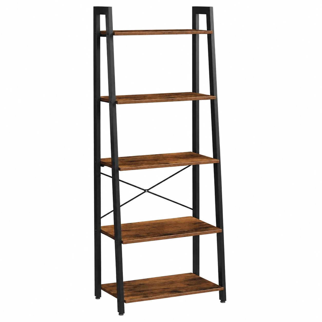 VASAGLE Bücherregal im Industriedesign, 5 Ebenen, stabiler Metallrahmen, einfache Montage, ideal für Wohn- und Schlafzimmer, 56 x 34 x 172 cm, Vintagebraun-Schwarz