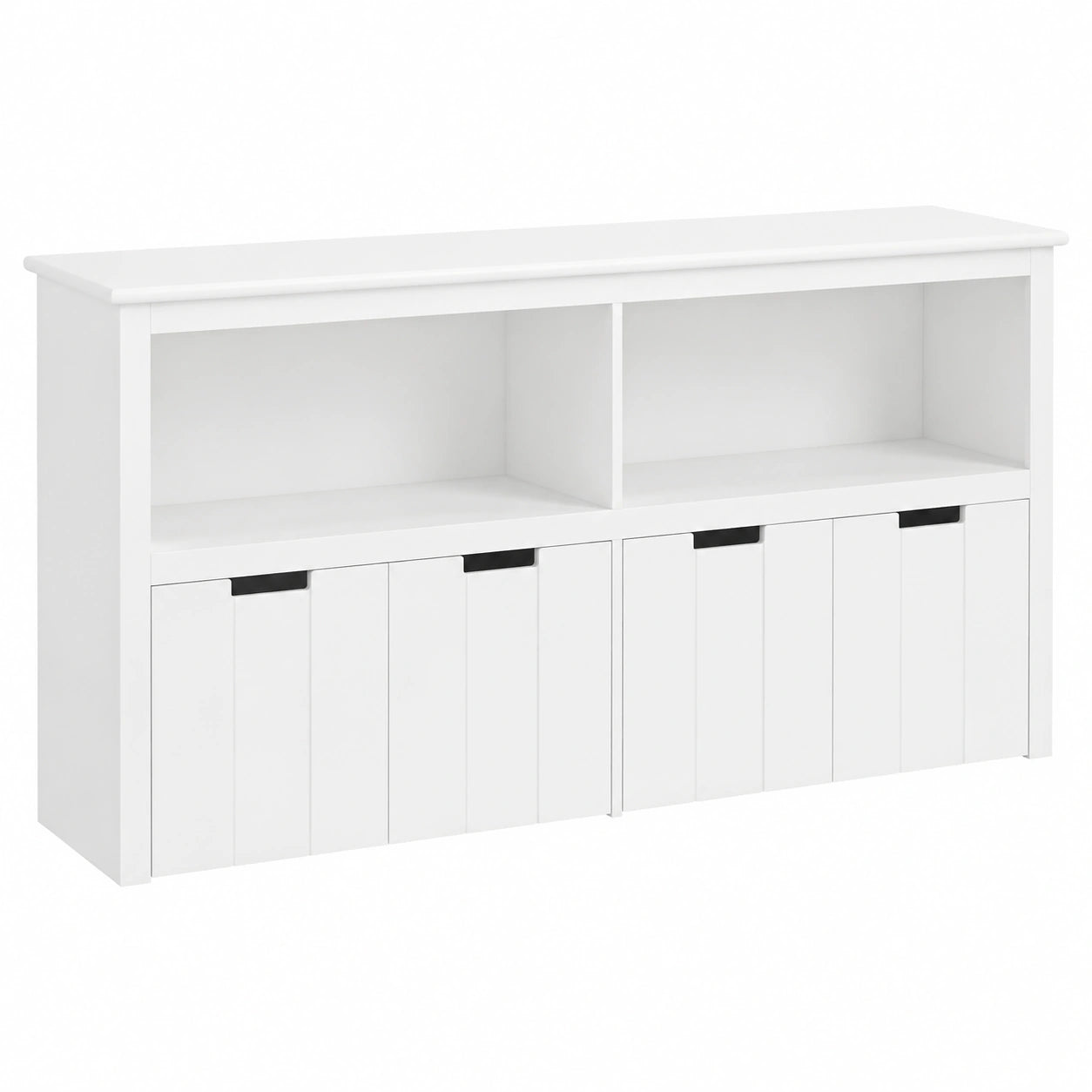 Kinder-Spielzeugregal auf Rollen mit 4 Boxen, Weiß, 120x61,5x33cm