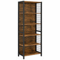 VASAGLE Vintage Bücherregal mit 6 Ablagen und 4 S-Haken, 30 x 40 x 175,6 cm, Retro-Stil in Braun und Schwarz für Büro und Wohnzimmer