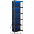 VASAGLE 6-stufiges Bücherregal mit LED, modernes Regal mit Stahlrahmen, 30 x 60 x 179 cm, ideal für Wohnzimmer, Schlafzimmer, Büro, Schwarz