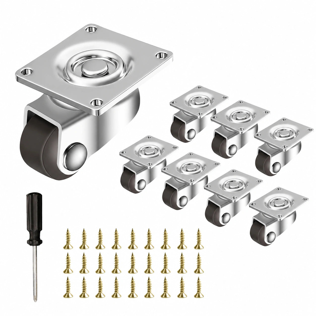 8er Set Möbelrollen 360° Drehbar, 12mm Gummi Universalrollen, rutschfest für Möbel, Eimer, Regale und Aufbewahrungsboxen