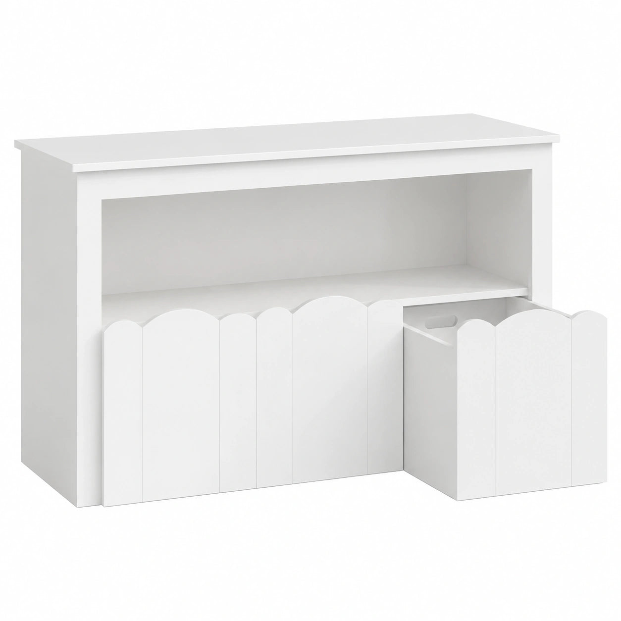 YOUDENOVA Kinderzimmer Regal mit Rollen, 3 Aufbewahrungsboxen, Weiß, Perfekt für Spielzeug und Bücher, 102,2x33x61,5 cm