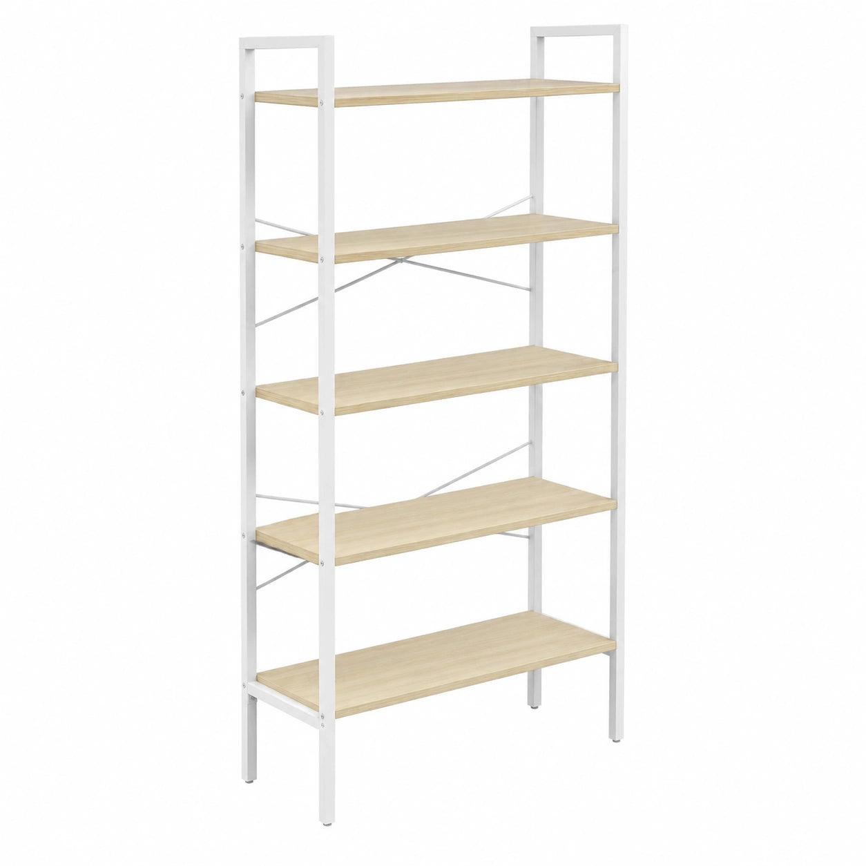 VASAGLE Bücherregal mit 6 Ebenen, Offenes Standregal für Büro, Wohnzimmer, Schlafzimmer und Küche, Naturbeige-Mattweiß, 30 x 64 x 185,5 cm