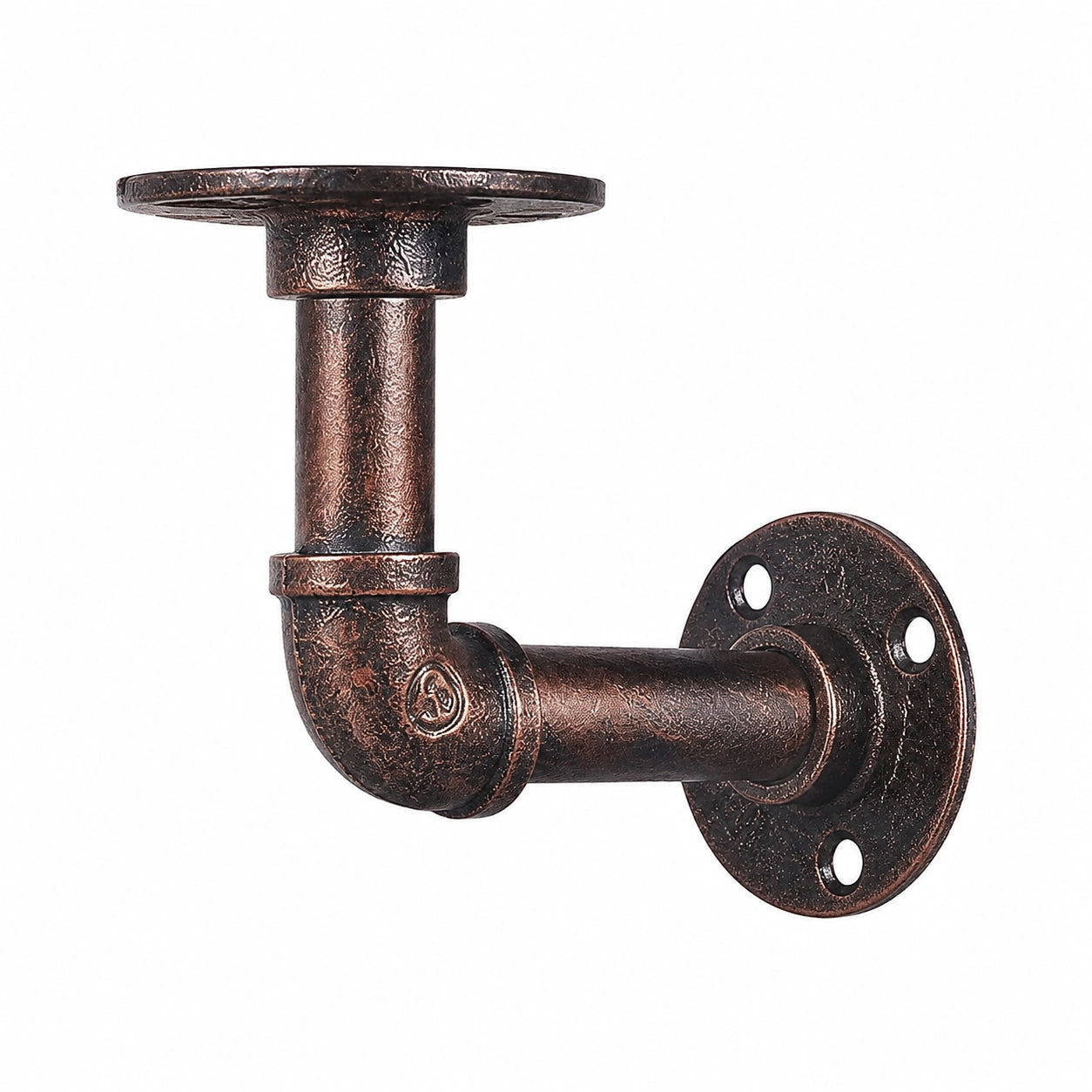Industrie-Rohrregalhalterungen im Retro-Stil, 4er-Set, Vintage Bücherregalhalter in Rot-Bronze, 15 x 8 cm
