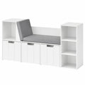 Kinder Bücherregal mit Sitzbank und Aufbewahrungsboxen, Weiß, 156 cm