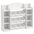 Kinder-Bücherregal aus Holz mit 8 Stoffschubladen, Weiß, 30 x 140 x 104 cm