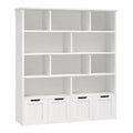 FOREHILL Kinderzimmer Bücherregal mit Rollboxen, 4-stufiges Spielzeug-Aufbewahrungsregal, Weiß, 125.5x33x146cm