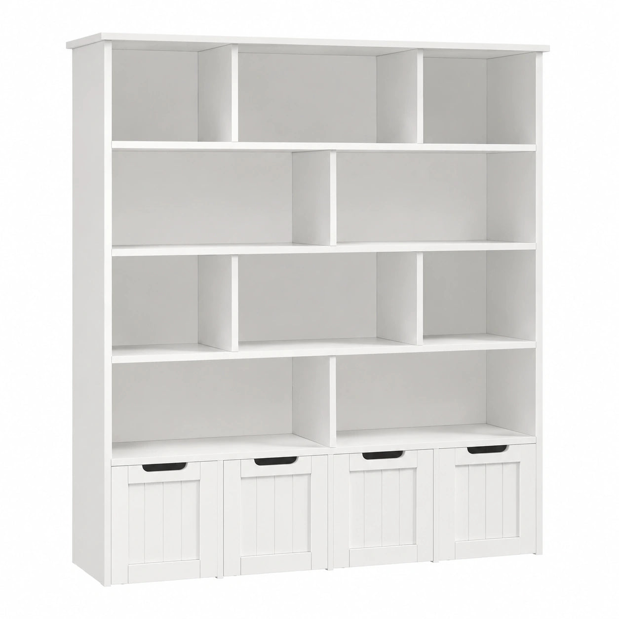 FOREHILL Kinderzimmer Bücherregal mit Rollboxen, 4-stufiges Spielzeug-Aufbewahrungsregal, Weiß, 125.5x33x146cm