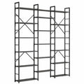 Hzuaneri Bücherregal mit 17 verstellbaren Fächern, 6 Ebenen, 24 x 152 x 186 cm, 340 kg Traglast, schwarz mit Holzoptik für Wohnzimmer und Büro