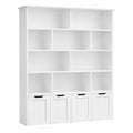FOREHILL Spielzeug- und Bücherregal mit Rollen, 6-stufiges Kinderzimmerregal, flexibel und platzsparend, weiß, 125,5x33x175cm