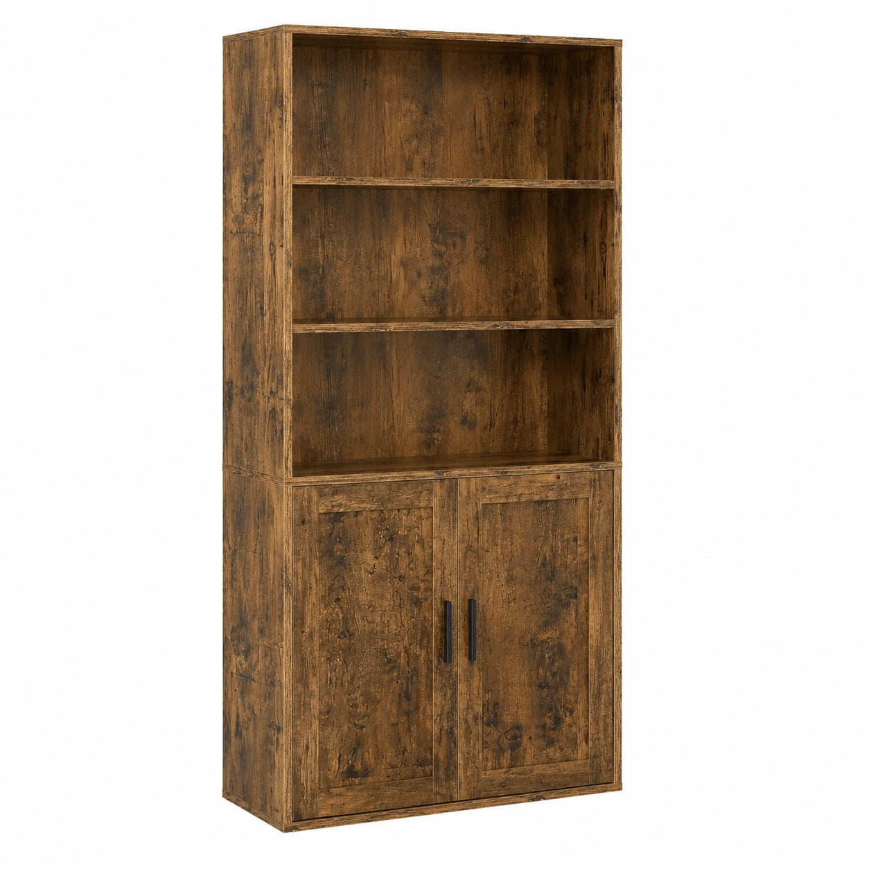 VASAGLE Vintage Bücherregal, 6 Ebenen, mit Türen, 24 x 60 x 175 cm, für Wohnzimmer und Büro